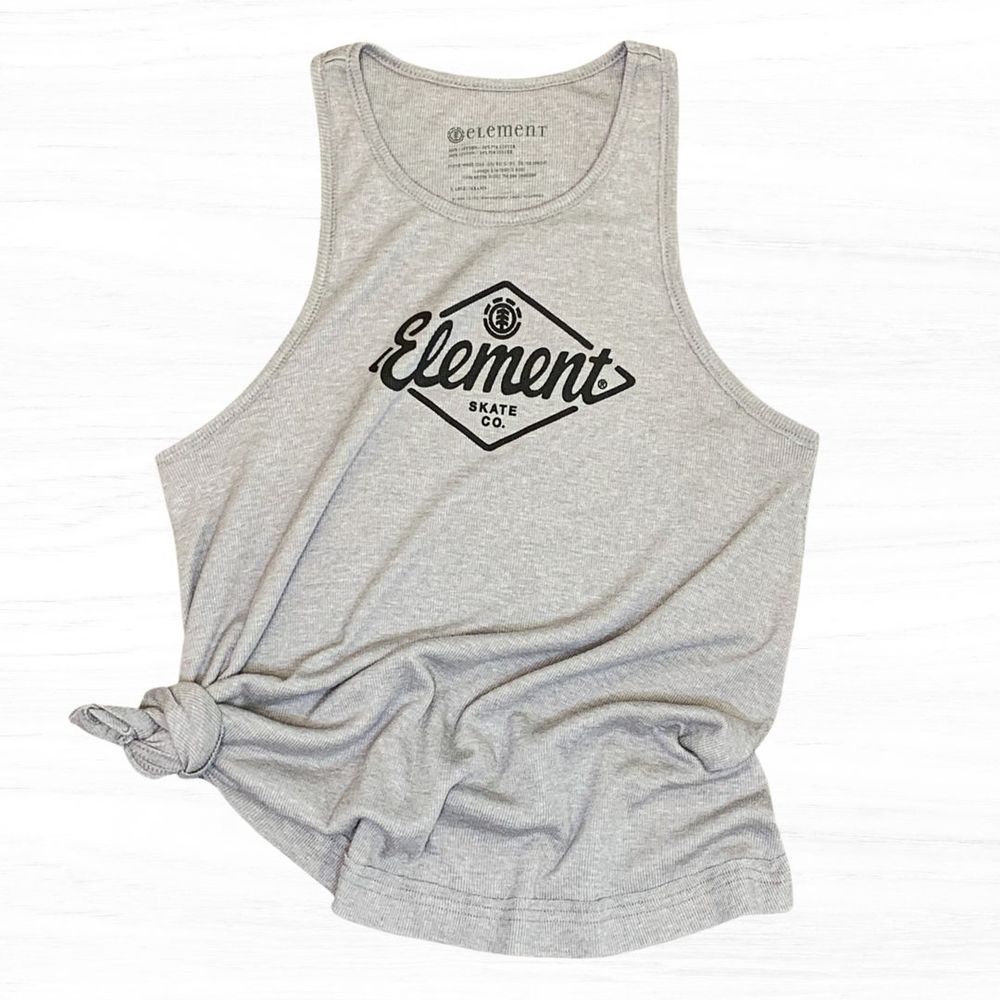 Element Ribbed Logo Tank Top Grey & Black Large